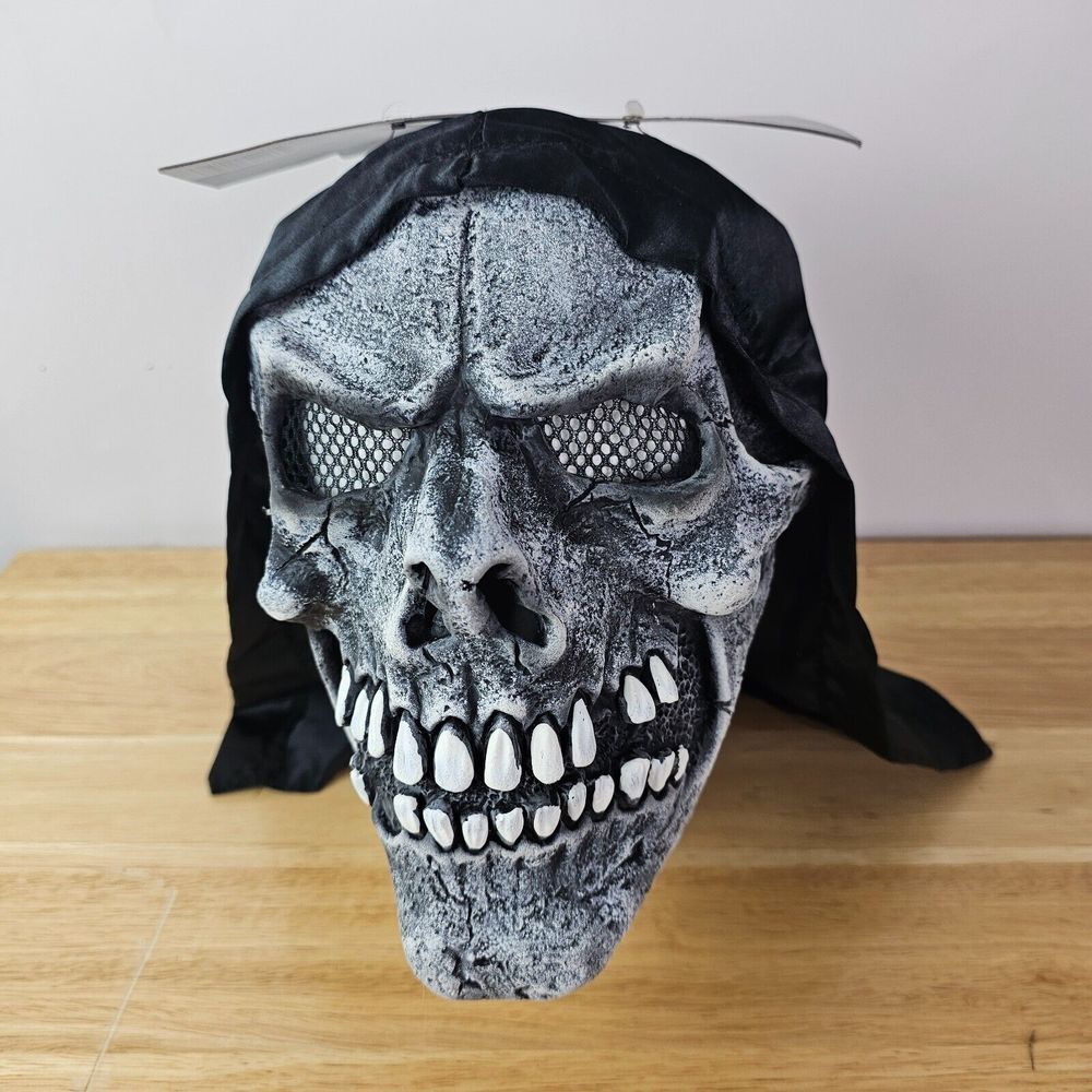 Halloween Scary Skull Skeleton Reaper Mask Costume Creepy Prop Adult Sized